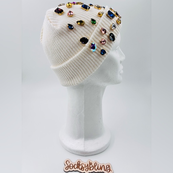 Colorful Rhinestone Beanie| Distressed fisherman Beanie| Glam Junk hat